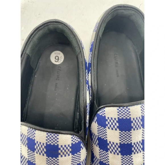 Celine Paris Womens Size EU 40 Slip On Blue Plaid Print Canvas Sneakers Shoes - Picture 13 of 16